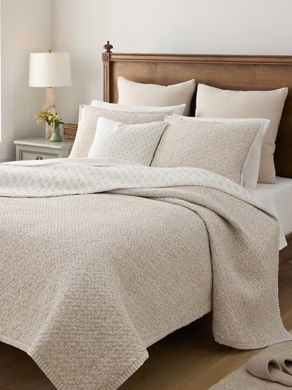 Garnet Hill Reversible Voile Quilt, Birch, Queen